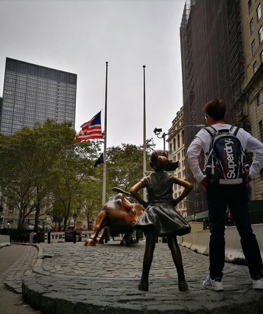 wallstreet2316 New York-紐約真好玩之華爾街的金融遊戲/帶領股市向上的金牛/無所謂的無畏女孩