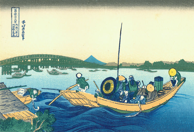 800px-Hokusai12_ryogoku-bridge Ryogoku-すみだ北斎美術館 大師就是大師...葛飾北齋的浮世繪世界