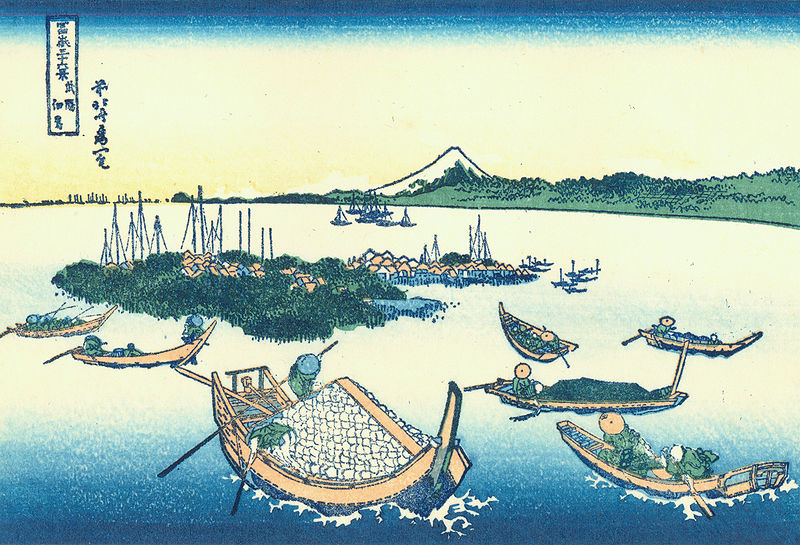 800px-Hokusai16_tsukuda-island Ryogoku-すみだ北斎美術館 大師就是大師...葛飾北齋的浮世繪世界